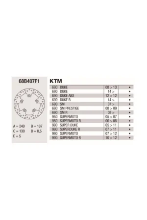 Más Vendido DISCOS BREMBO FIJOS ORO 68B407F1 - KTM SUPERMOTO PRESTIGE (07-) 690CC